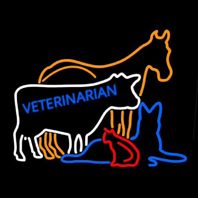 Vet Horse Cow Logo Neonkyltti