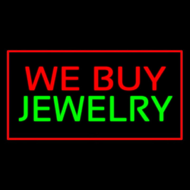 We Buy Jewelry Block Rectangle Red Neonkyltti