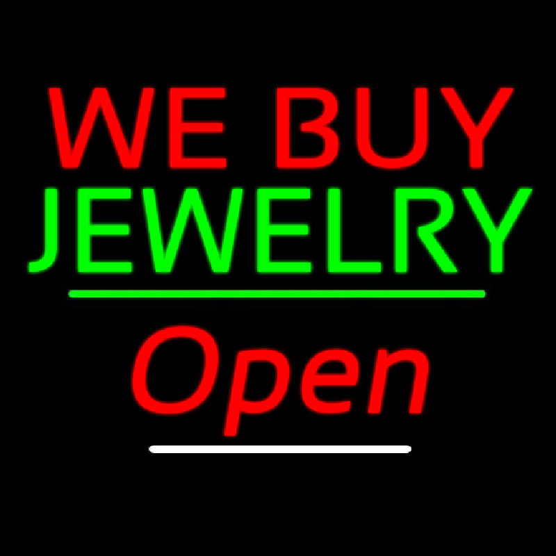 We Buy Jewelry Open Green Line Neonkyltti