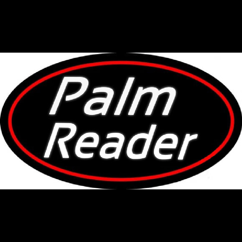 White Cursive Palm Reader Neonkyltti