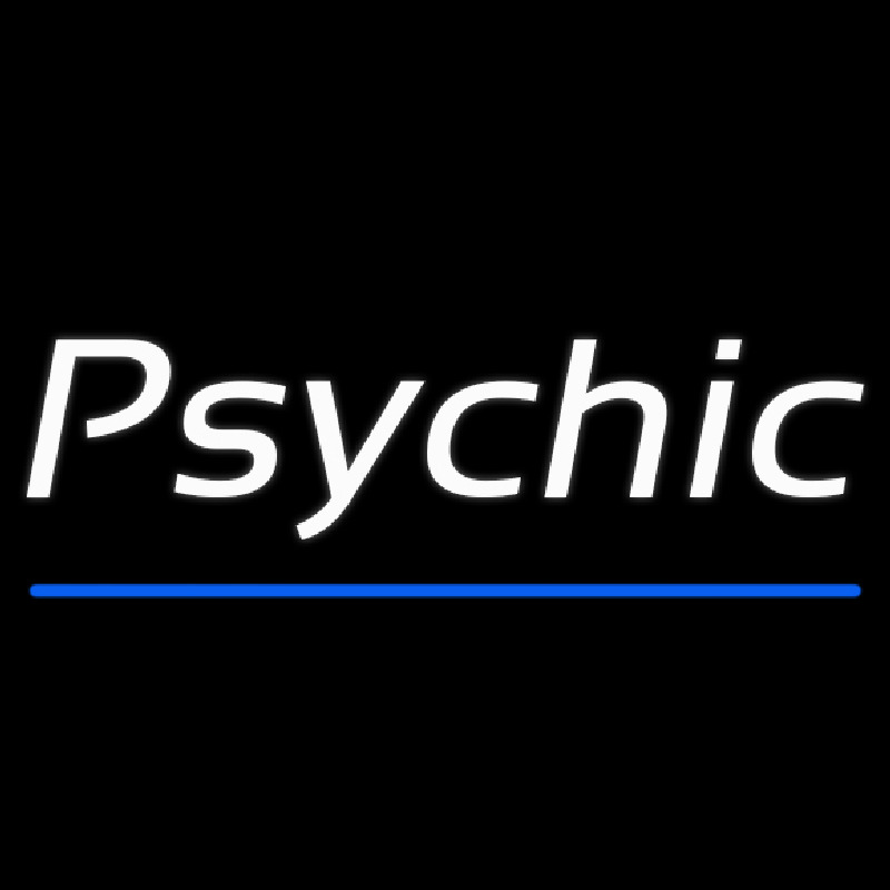 White Cursive Psychic Blue Line Neonkyltti