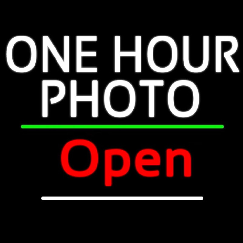 White One Hour Photo Open 3 Neonkyltti