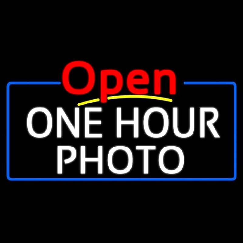 White One Hour Photo Open 4 Neonkyltti