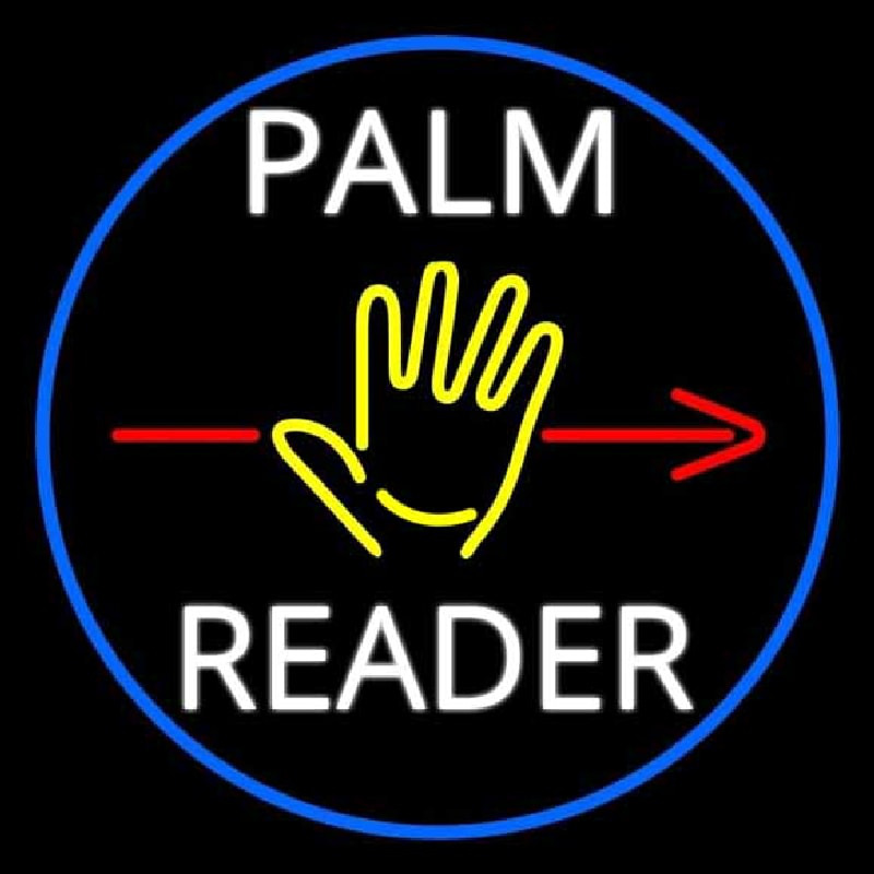 White Palm Reader Red Arrow Blue Border Neonkyltti