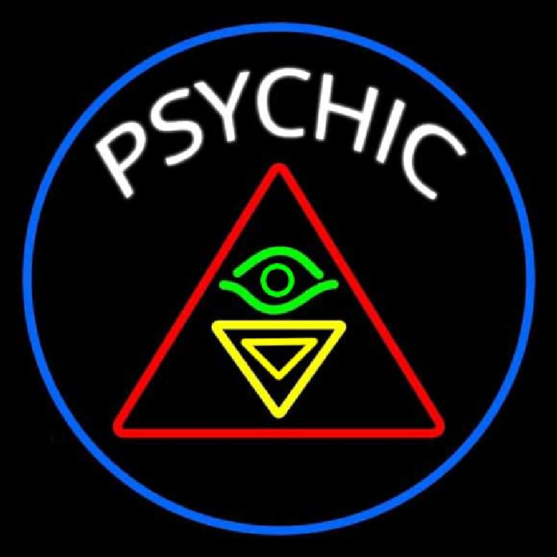 White Psychic Logo And Blue Border Neonkyltti