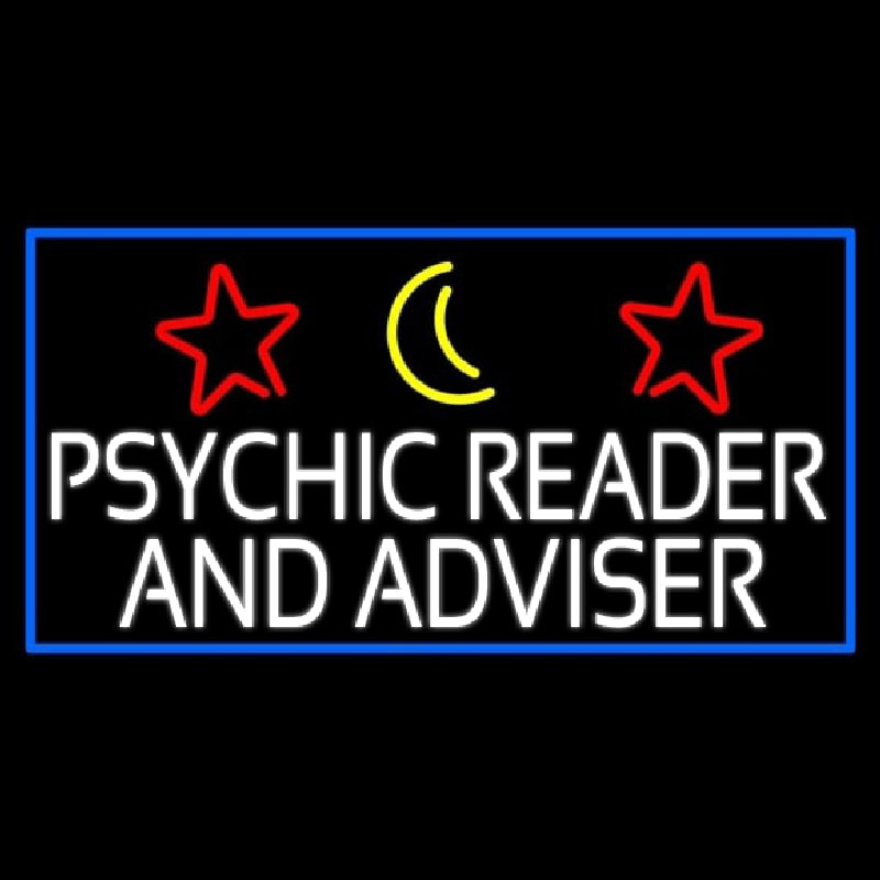 White Psychic Reader And Advisor With Blue Border Neonkyltti