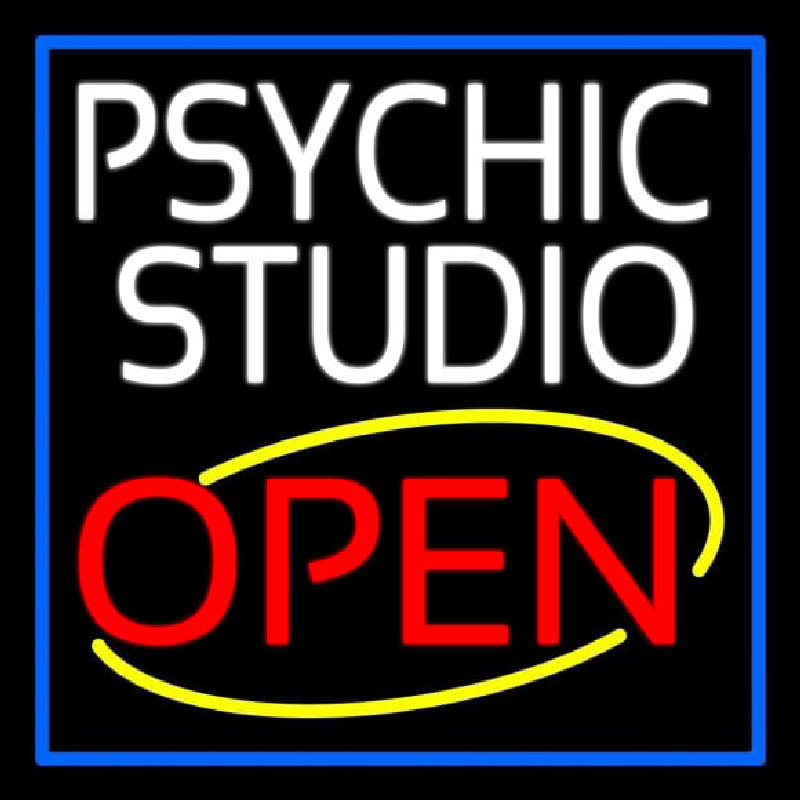 White Psychic Studio Red Open Blue Border Neonkyltti