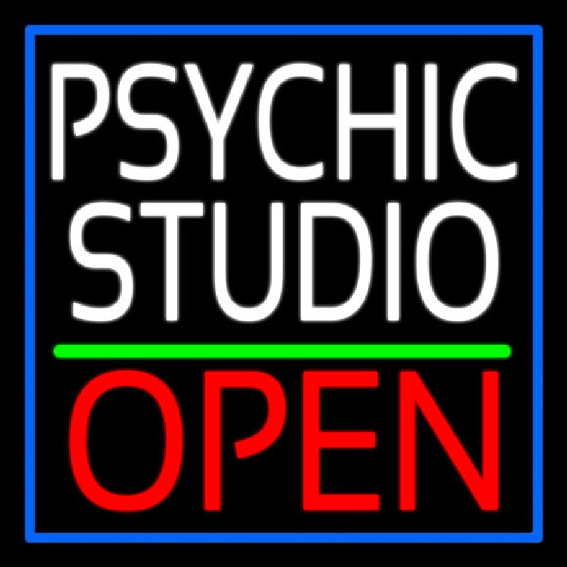 White Psychic Studio Red Open Green Line Neonkyltti