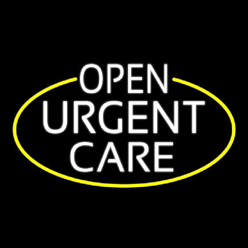 White Urgent Care Oval With Yellow Border Neonkyltti