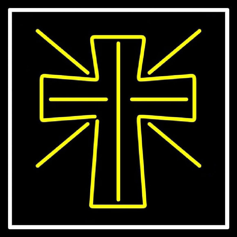 Yellow Christian Cross Neonkyltti