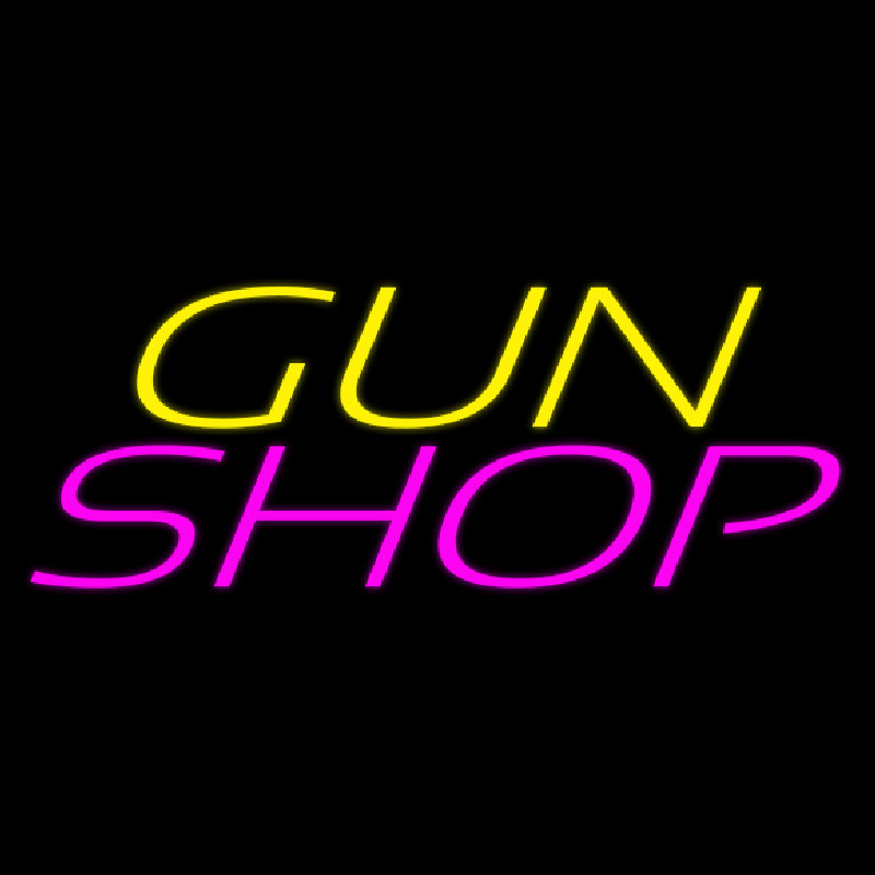 Yellow Gun Pink Shop Neonkyltti