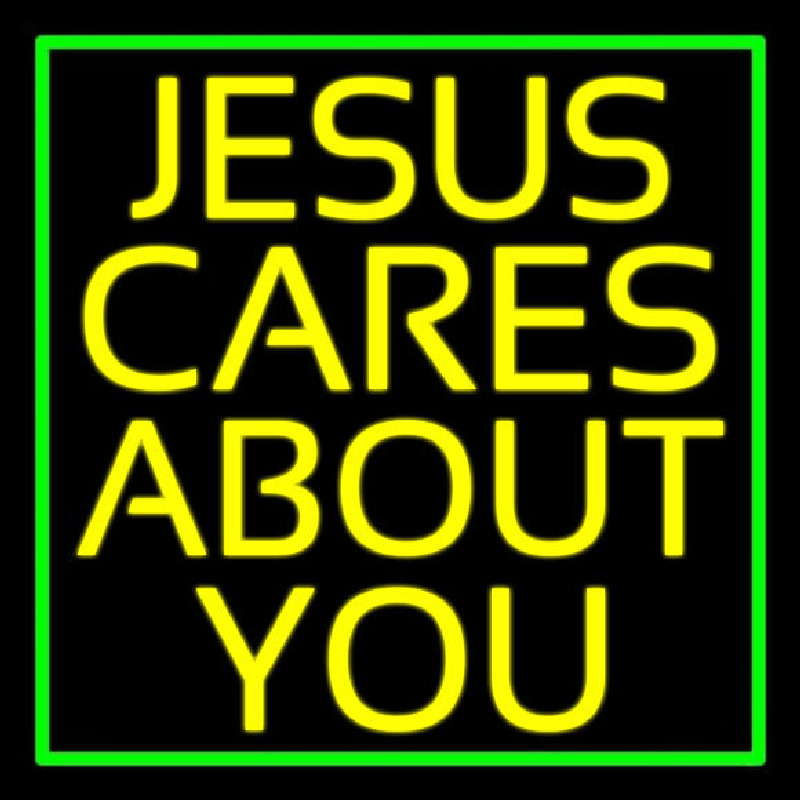 Yellow Jesus Cares About You Neonkyltti