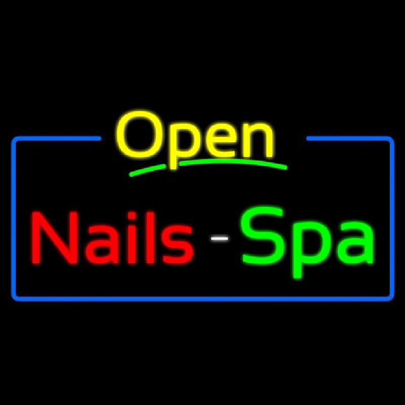 Yellow Nails Spa Open Neonkyltti