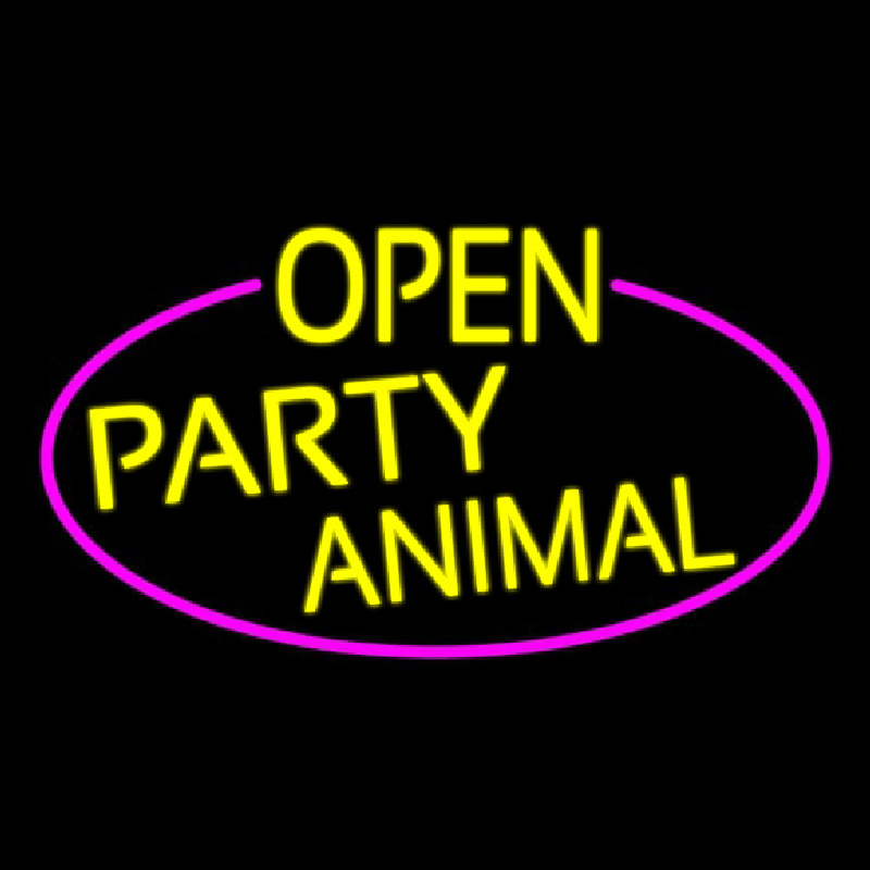 Yellow Open Party Animal Oval With Pink Border Neonkyltti