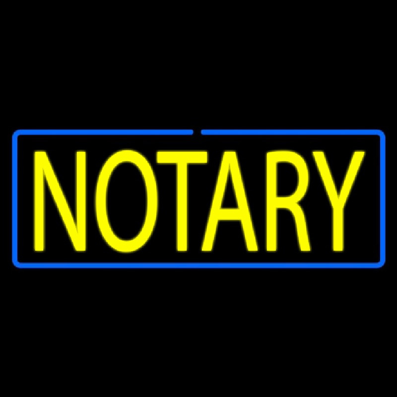 Yellow Notary Blue Border Neonkyltti