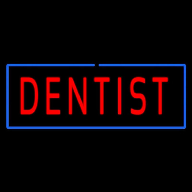 Red Dentist Blue Border Neonkyltti