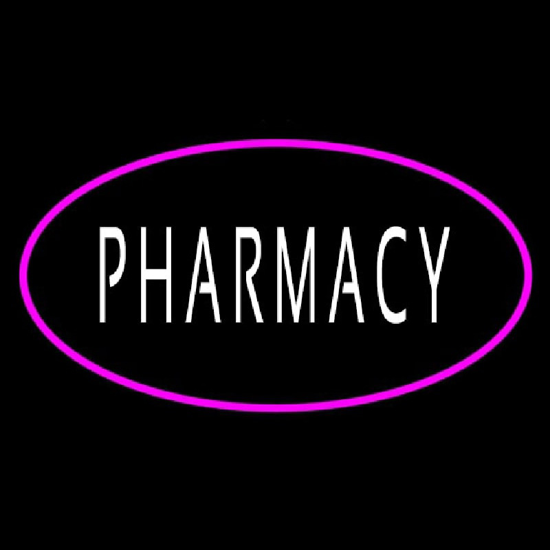 White Pharmacy Pink Oval Border Neonkyltti