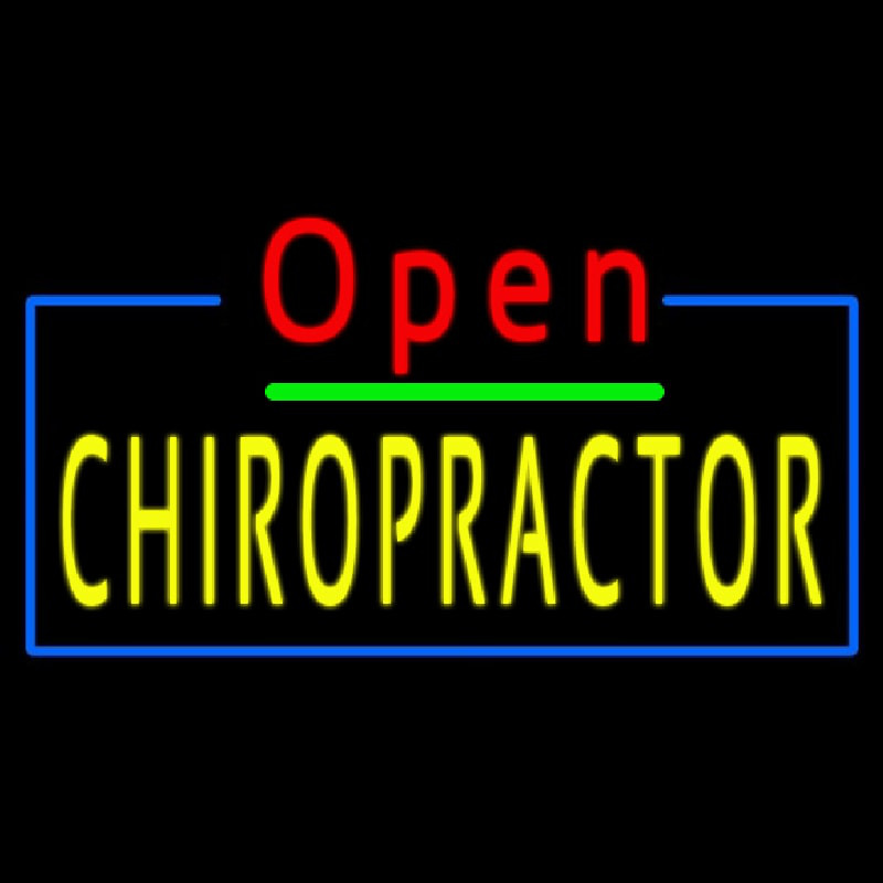 Red Open Yellow Chiropractor Blue Border Neonkyltti