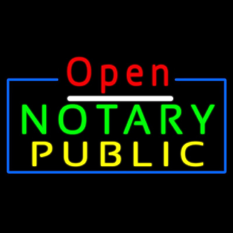 Red Open Notary Public Blue Border Neonkyltti