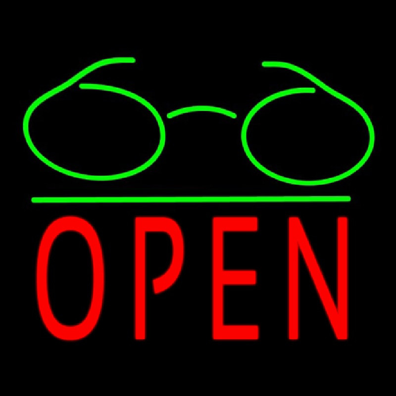 Glasses Logo Block Open Green Line Neonkyltti