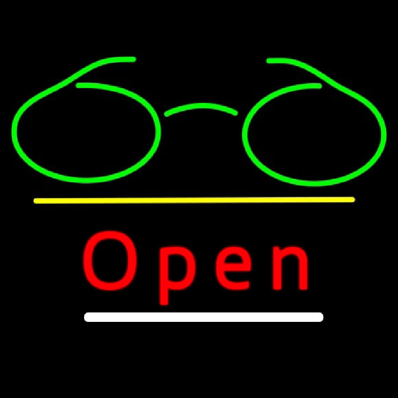 Glasses Logo Open Yellow Line Neonkyltti