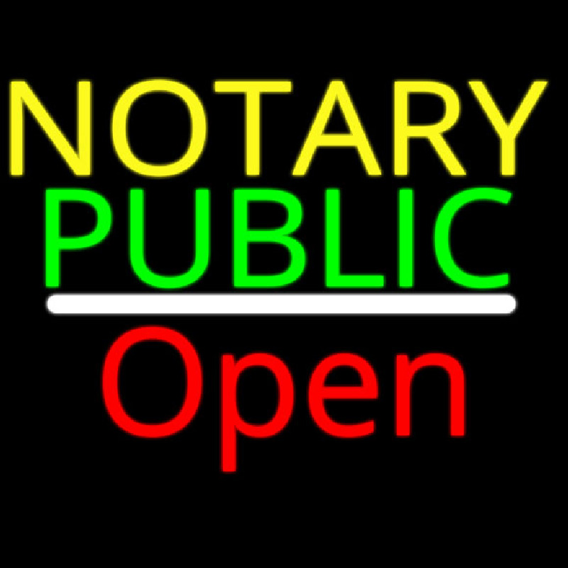 Notary Public Open White Line Neonkyltti