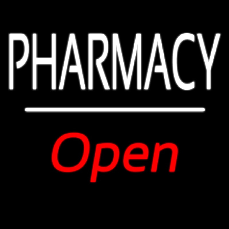 Pharmacy Open White Line Neonkyltti