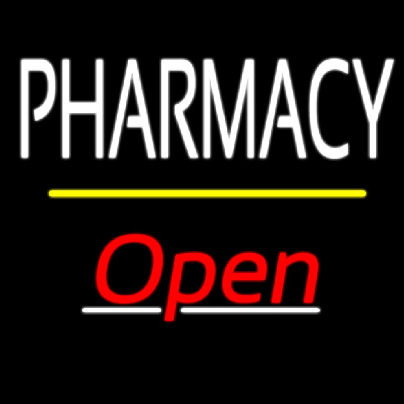 Pharmacy Open Yellow Line Neonkyltti