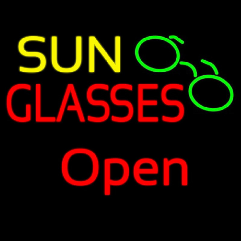 Yellow Sun Red Glasses Logo Open Neonkyltti