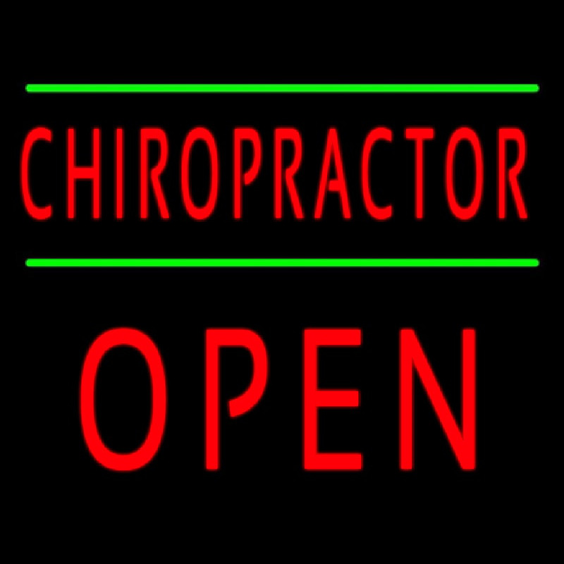 Red Chiropractor Green Lines Block Open Neonkyltti