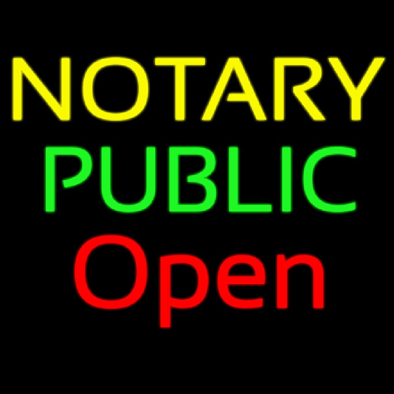 Yellow Green Notary Public Red Open Neonkyltti