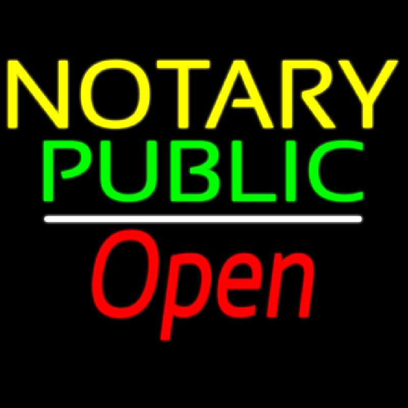 Yellow Green Notary Public White Line Red Open Neonkyltti