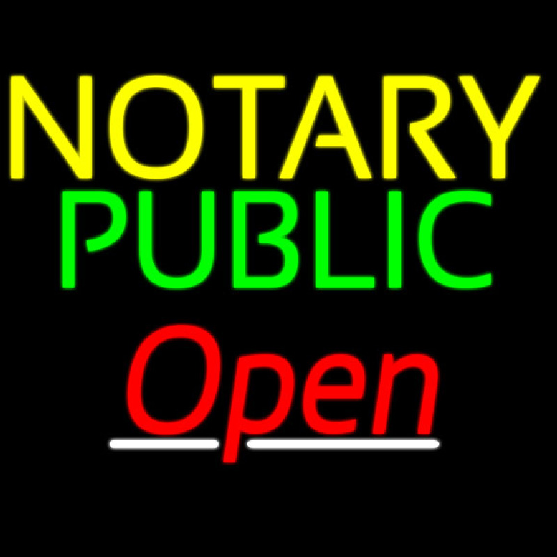 Notary Public Red Open Neonkyltti