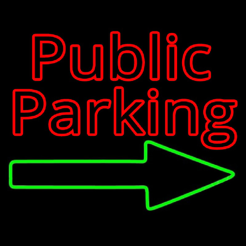 Red Public Parking With Arrow Neonkyltti