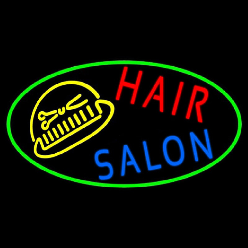 Hair Salon With Scissor And Comb Neonkyltti