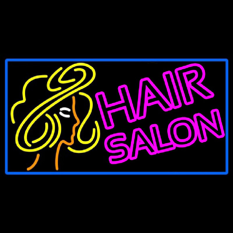 Pink Double Stroke Hair Salon With Girl Logo Neonkyltti