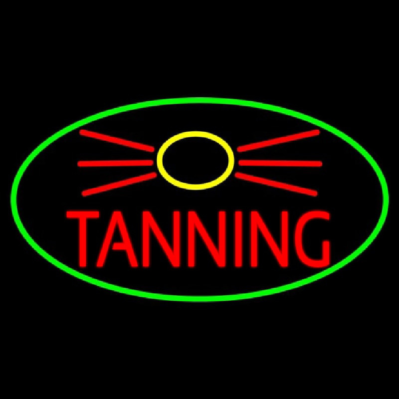 Red Tanning With Sun Logo Neonkyltti