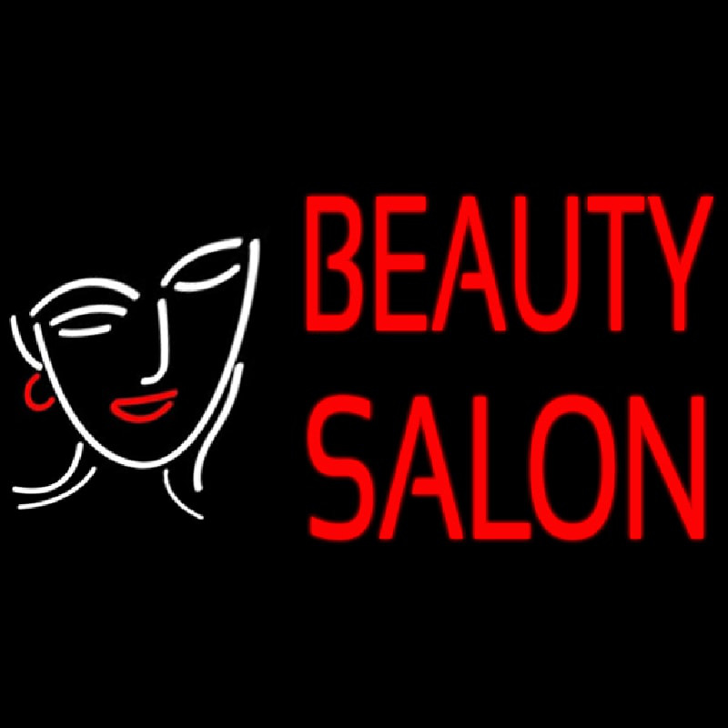 Red Beauty Salon With Girl Neonkyltti