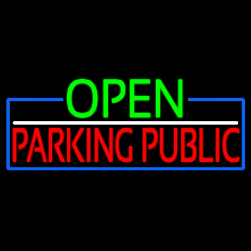 Open Parking Public With Blue Border Neonkyltti