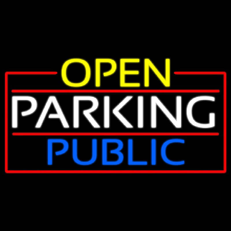 Open Parking Public With Red Border Neonkyltti