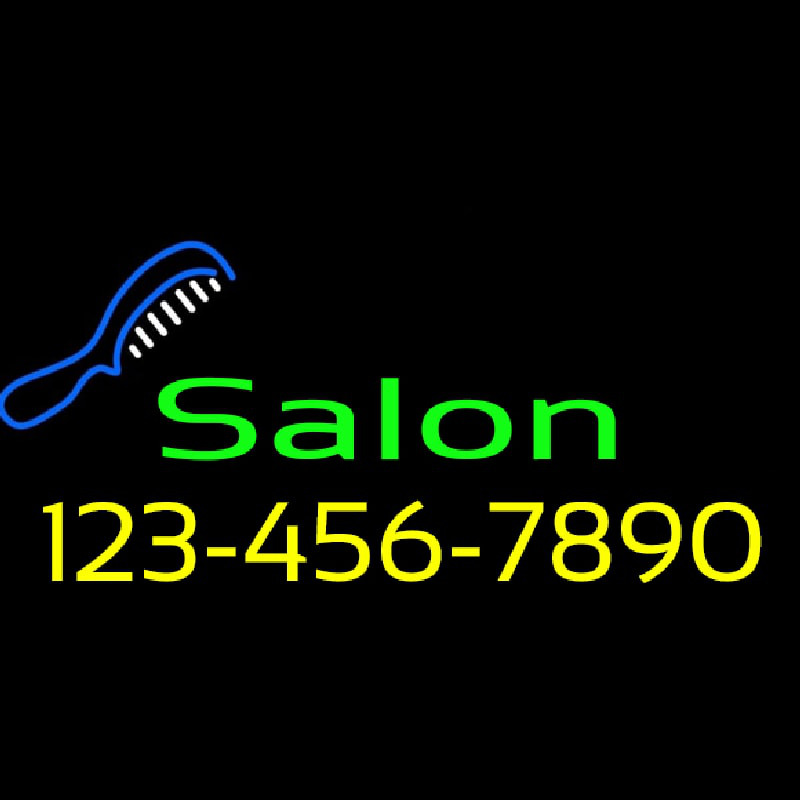 Salon With Comb And Number Neonkyltti