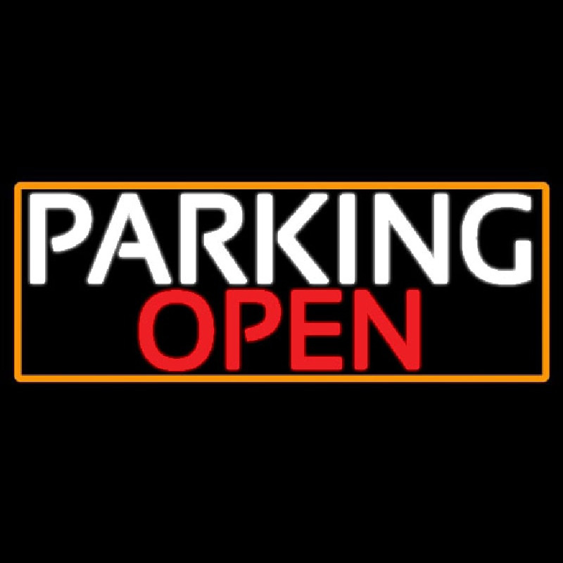 Parking Open With Orange Border Neonkyltti