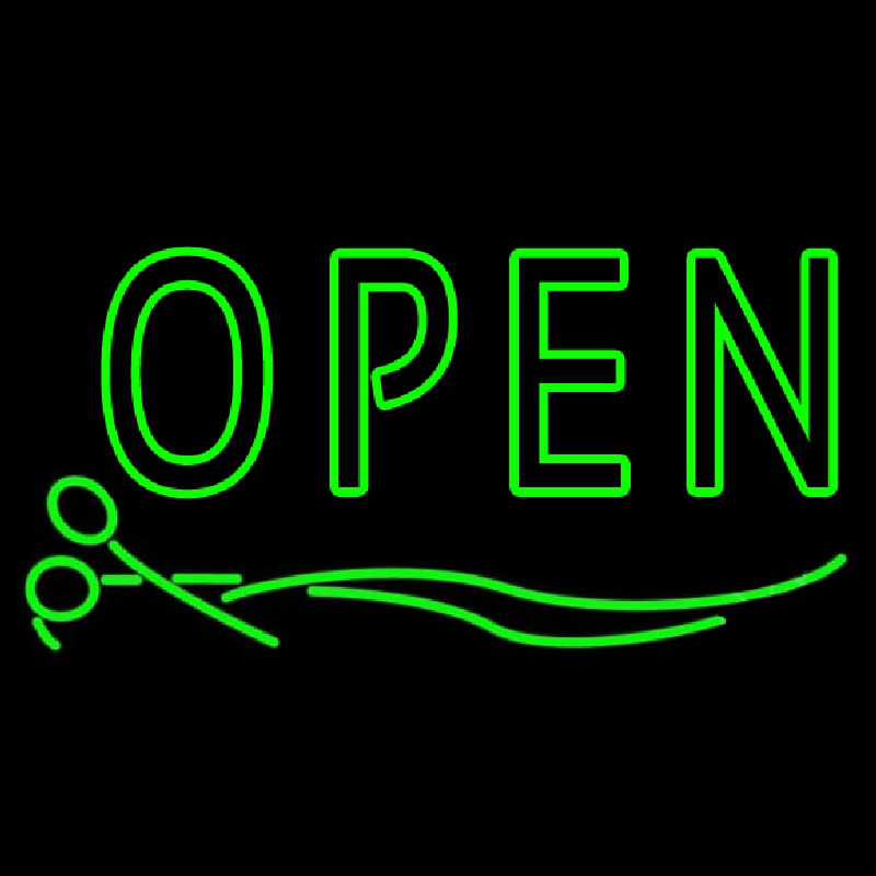 Green Open With Scissor Neonkyltti