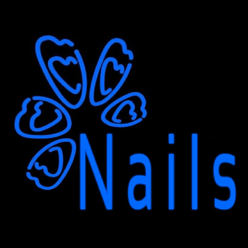 Blue Nails Logo Neonkyltti