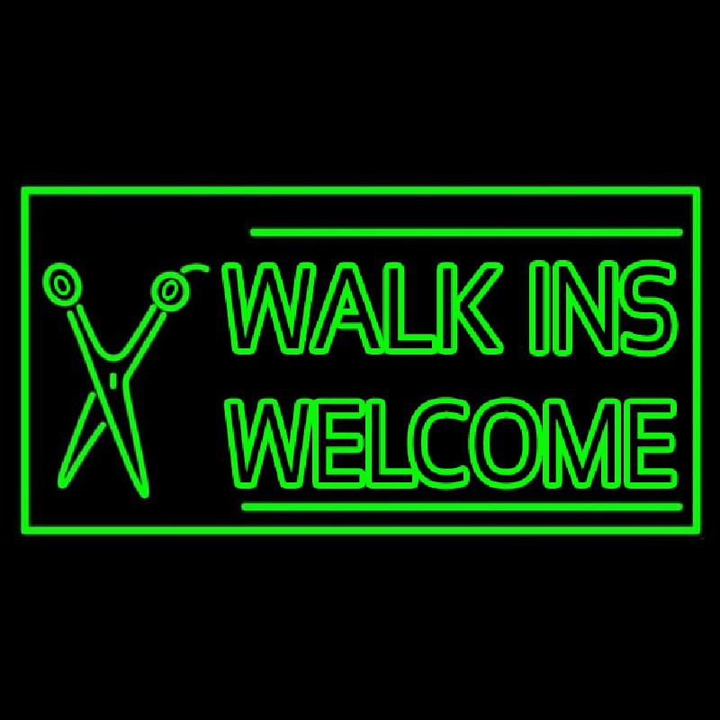 Green Walk Ins Welcome With Scissor Neonkyltti