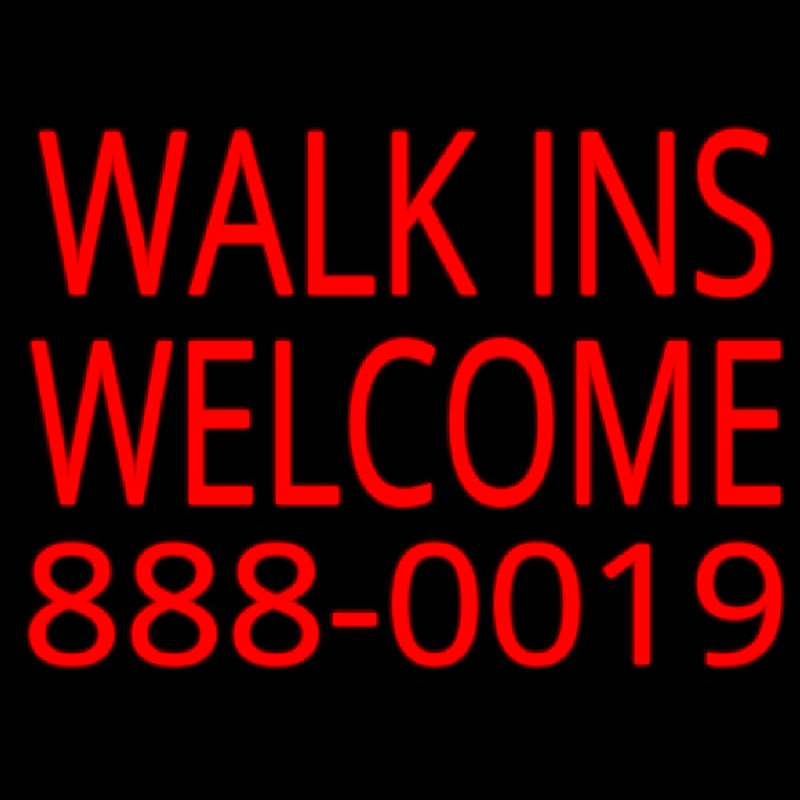 Red Walk Ins Welcome With Phone Number Neonkyltti