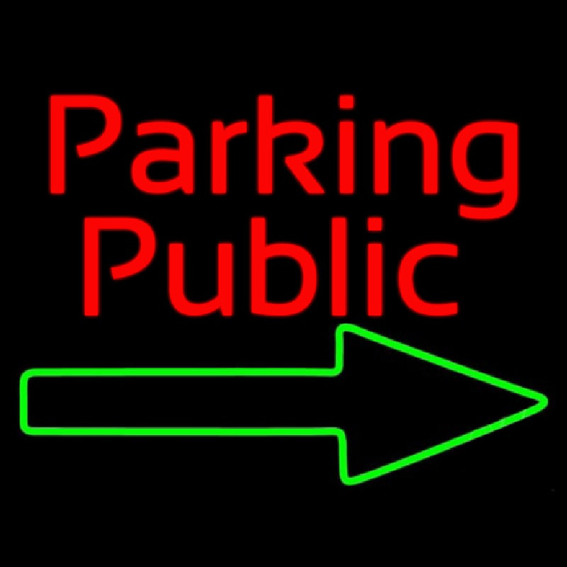 Red Public Parking With Arrow Neonkyltti