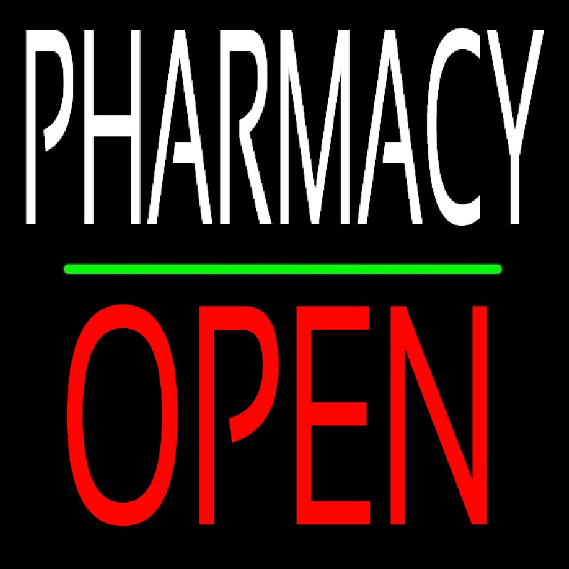 Pharmacy Block Open Green Line Neonkyltti