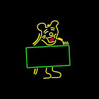 Bear With Sign Board Neonkyltti