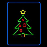 Blue Border Green Christmas Tree Neonkyltti